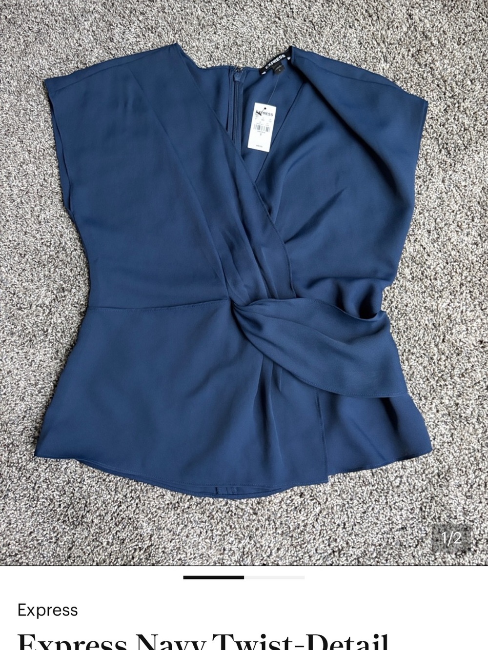 Express Navy Twist-Front Blouse